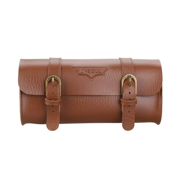 Bike Saddle Tail Bag Pannier Cycling Pouch Bicycle Seat Bag Wood Leather Vintage
